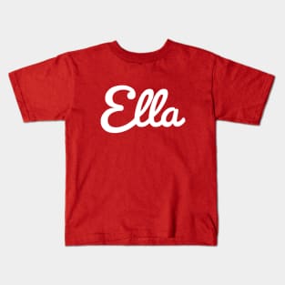 Ella Typography White Cursive Script Kids T-Shirt